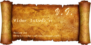 Vider István névjegykártya